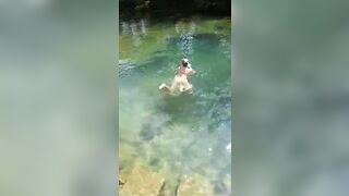 German curvy beautiful MILF Sandra in Croatia on mreznica naked swimming