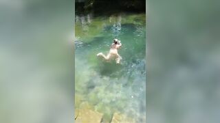 German curvy beautiful MILF Sandra in Croatia on mreznica naked swimming