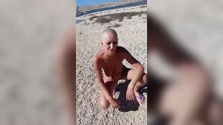 German sexy sweet MILF Sandra gets golden Shower on the beach