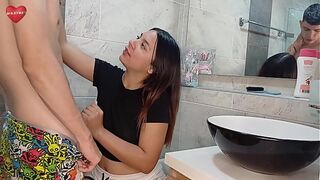 BEAUTIFUL LATINA HOT STEPMOM GIVES ME A HANDJOB IN THE BATHROOM: My hot MILF stepmom gives me a handjob in the bathroom of our house, WHEN NO ONE WAS IN IT, HOMEMADE SEX