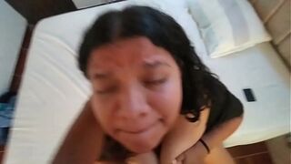 Beautiful MATURE BBW Takes My Entire Cock In Her Mouth While Moaning On Camera