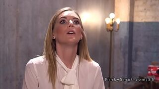 Anal intense threesome for bdsm blonde