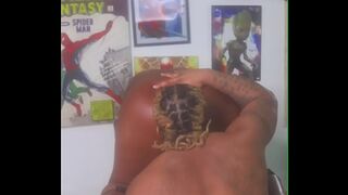 Bdsm chair thick sultry ebony loves magic wand