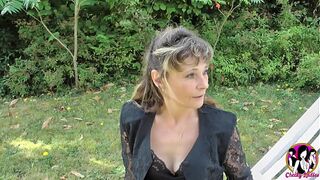 Bourgeoise slutty sexy beautiful milf Mélodie becomes mad with 3 men and first gang-bang of her life