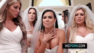 Guy fucks 5 wild milf brides