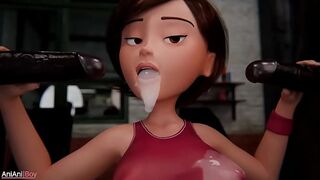 3d curvy beautiful MILF vs BBC