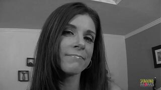 Brunette naughty MILF with small tits gets her hairy pussy drilled by a BBC