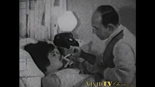 Classic beautiful erotic MILF sucks dick before doggystyle retro fucking