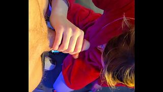 Cocksucking curvy beautiful milf drops to knees for hard fuck until creampie