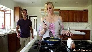 Orally pleasured thick milf banged by her stepson