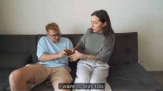 While my girlfriend is gone I pound her redhead kinky mom on the bed