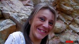 Skinny spannish naughty milf fucked hard in the ass at the beach