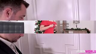 Super hot Curvy Latina Ginebra Bellucci's hairy pussy & ass fucked on Christmas GP1119