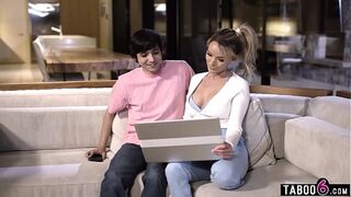 Hot stepmom sexy beautiful MILF Pristine Edge pulls an all nighter with her lovely stepson