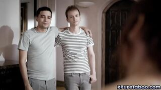 Two sexually frustrated Alex Jett and Ricky Spanish are sick and tired of their grief-stricken wild stepmom Syren De Mer and decide to fuck her!