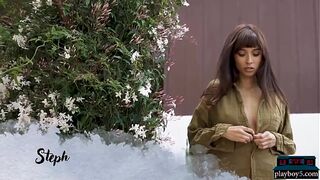 All natural sensational Latina gorgeous mature MILF Steph Angulo shows off her amazing body for Playboy