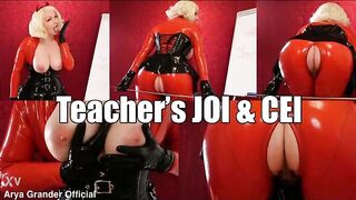 Latex Devil Arya Grander - JOI jerk off instruction and CEI cum eating instructions - sexy rubber horny sexy professor POV (Arya Grander)