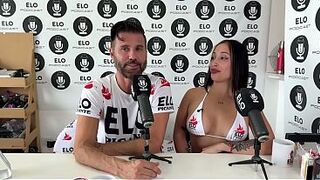 The beautiful Argentinian model swallows all the cream!