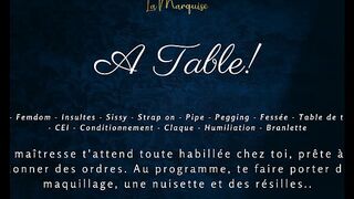 A table! - French audio femdom milking table sissy cei