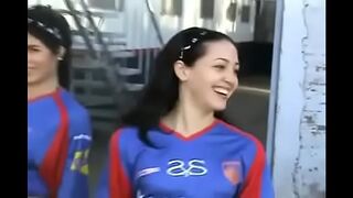 Argentine cheerleaders show their bubble butts in tight thong panties