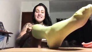 My Stinky Green Sock For You To Sniff - TheFootWorld