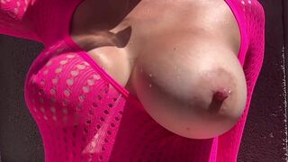 Italian Big tits hot cougar MILF Artemisia Love Showing her juicy tits outdoor water play session