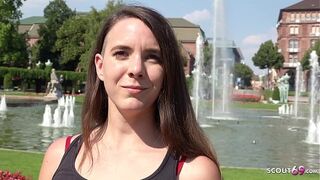 GERMAN SCOUT - REAL ANAL ORGASM OUTDOOR SEX FOR MINI TITS GIRL MINA AT STREET CASTING