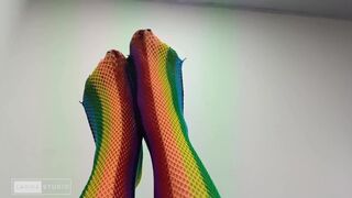 Fetiche de Pies con Medias Sexy de Colores