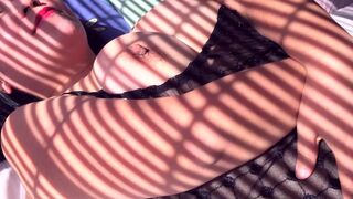 SPREADING MY PUSSY AND ASS IN HE SUN MATURE ASIAN WILD STEPMOM