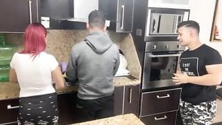 My Husband's Friend Grabs My Ass When I'm Cooking Next To My Husband Who Doesn't Know That His Friend Treats Me Like A Slut NTR