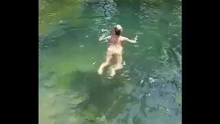 German gorgeous mature MILF Sandra in Croatia on mreznica naked swimming