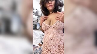 Anna Maria Mature Latina pink lingerie strip tease part II