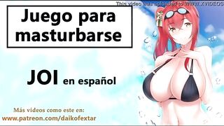 dirty hardcore JOI audio in Spanish, alone with your busty friend on the beach.