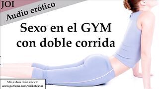 She trains with sex. Cum twice in the sex GYM. erotic JOI in Spanish.