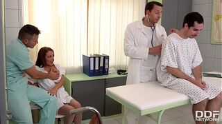 Clinic intense threesome with sexy MILF Doc Dominica Phoenix leads to double penetration