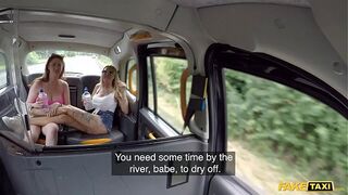 Fake Taxi Real outdoor rough sex sexy threesome with British MILFS