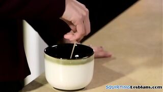 Lesbian hot cougar MILF squirting in sapphic intense 3way