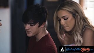 OUT OF THE FAMILY - Horny curvy MILF Has Intense threesome With Her Stepfamily