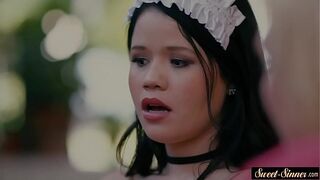 wild MILF and stepdaughter having a intense threesome