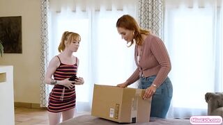 Busty lesbian MILF stepmom ass licking petite college stepdaughter