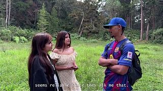 Two girls go wild when they see a bbc for the first time