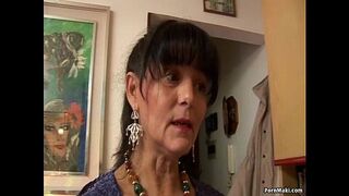 Hairy beautiful granny loves young dick