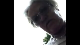 Kinky granny hairy pussy under dress