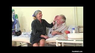 Pretty granny watches grandpa fucks nurse in hospital