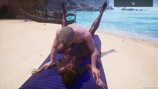 Wild Life - Big Ass Big Tit Curvy Black sexy beautiful MILF (Indra) fucks Big White Dick (Jason) on the Beach. He loves that black pussy.