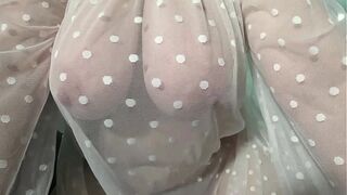 Gorgeous big boobs close-up. curvy beautiful MILF saggy tits.