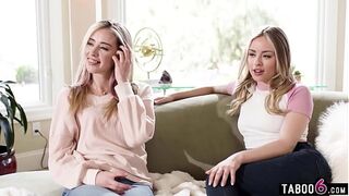 Lesbian college blondes Anna Claire Clouds and Haley Reed intense threesome with hardcore MILF Vicki Chase