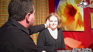 Curvy German naughty sexy MILF persuaded to have sex