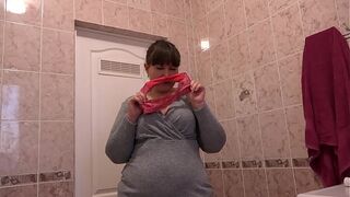Girlfriend's panties aroused a mature sexy BBW. Homemade unusual fetish masturbation and panty sniffing. Amateur from chubby sexy beautiful milf and close-up.