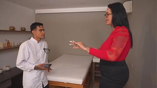 TubeLatina wild MILF KINKY BBW gets fucked in her huge ass by her amateur masseur's big cock, Fuck this pussy quietly!